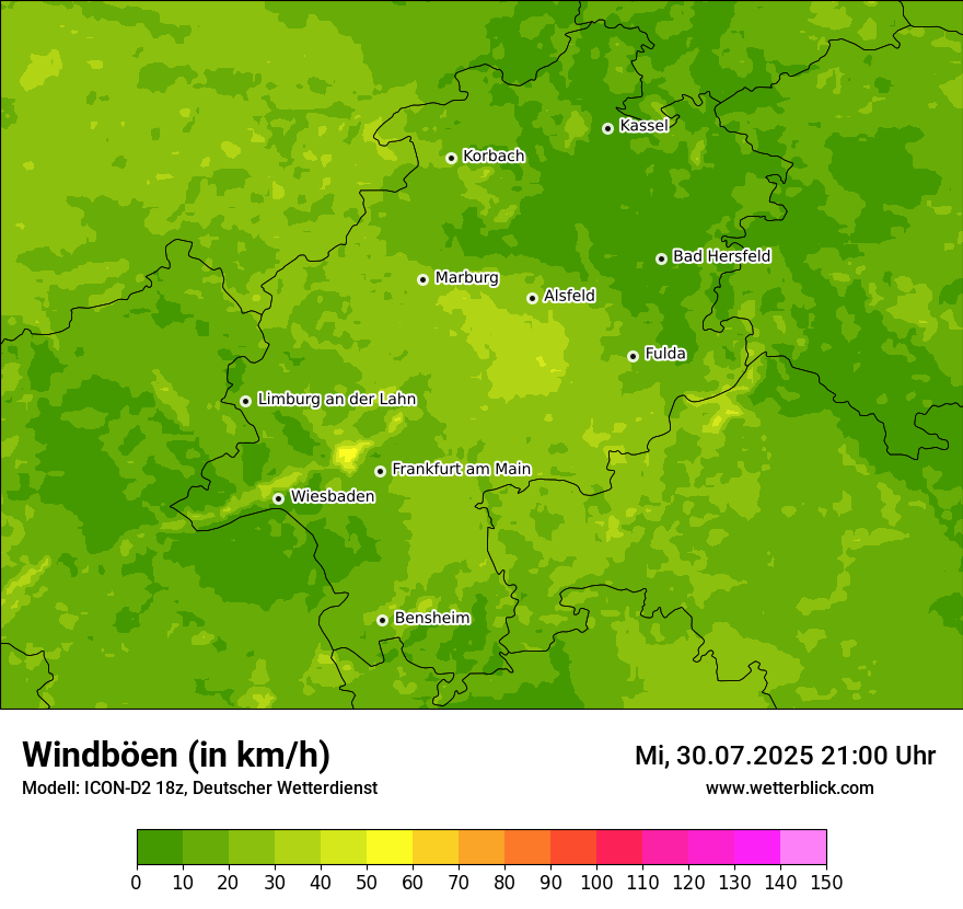 Modellkarten Windgeschwindigkeit