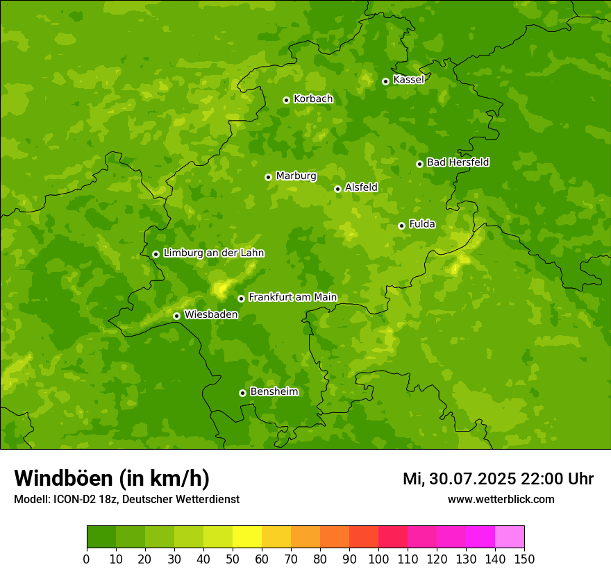Modellkarten Windgeschwindigkeit