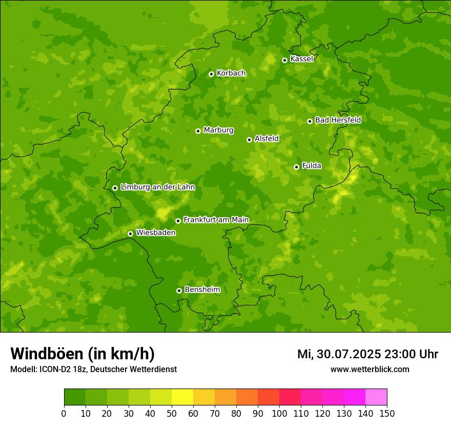 Modellkarten Windgeschwindigkeit