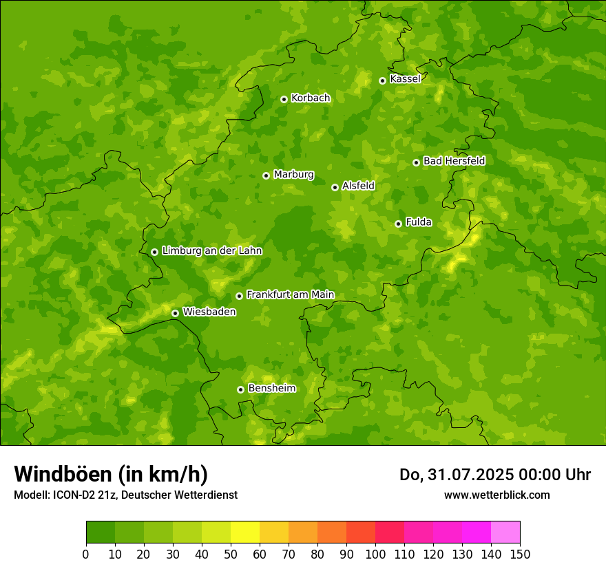 Modellkarten Windgeschwindigkeit