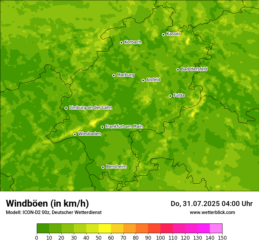Modellkarten Windgeschwindigkeit