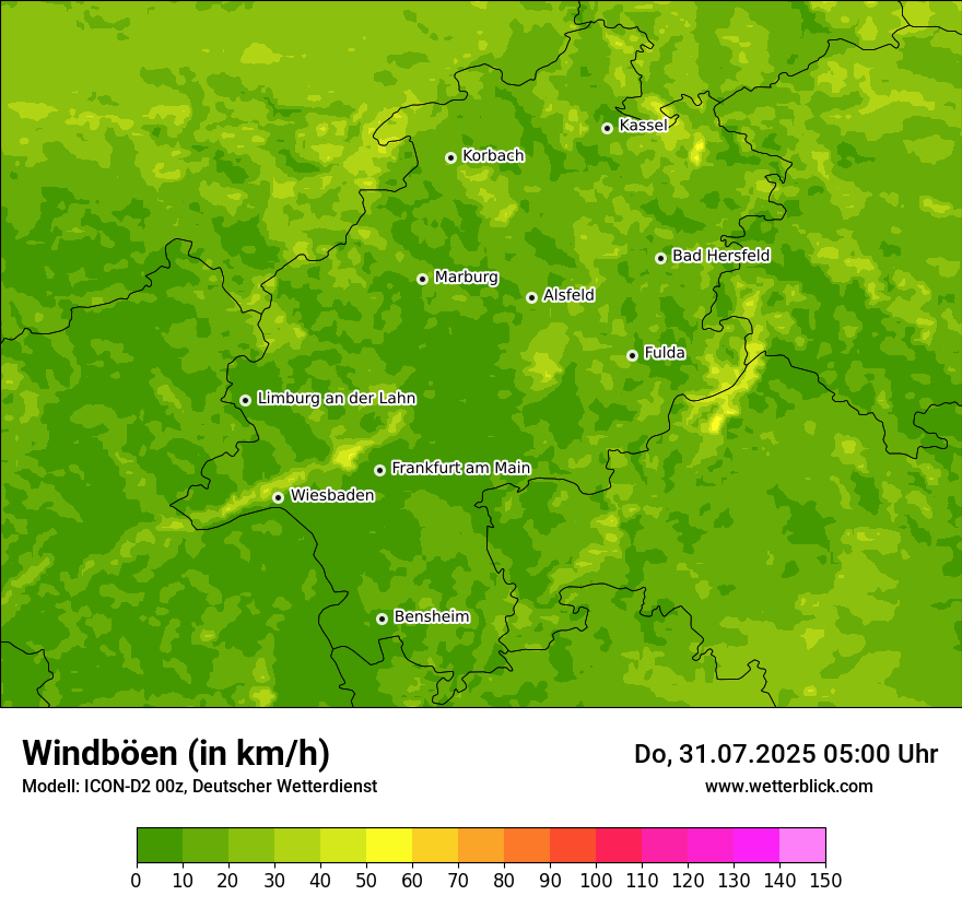 Modellkarten Windgeschwindigkeit