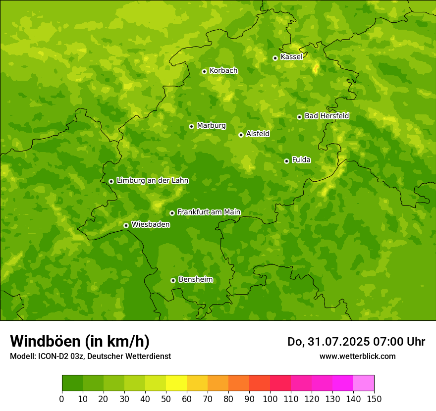Modellkarten Windgeschwindigkeit