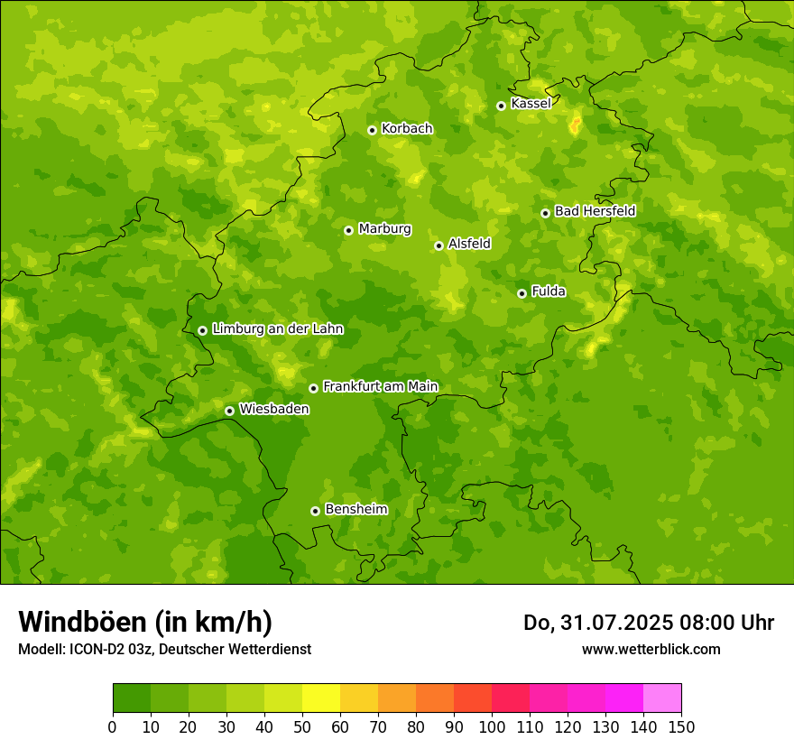 Modellkarten Windgeschwindigkeit
