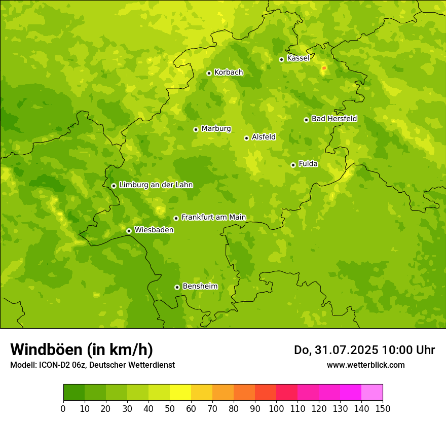 Modellkarten Windgeschwindigkeit