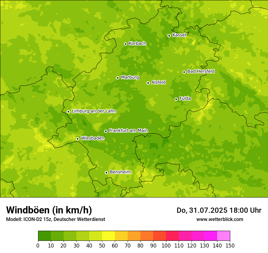 Modellkarten Windgeschwindigkeit