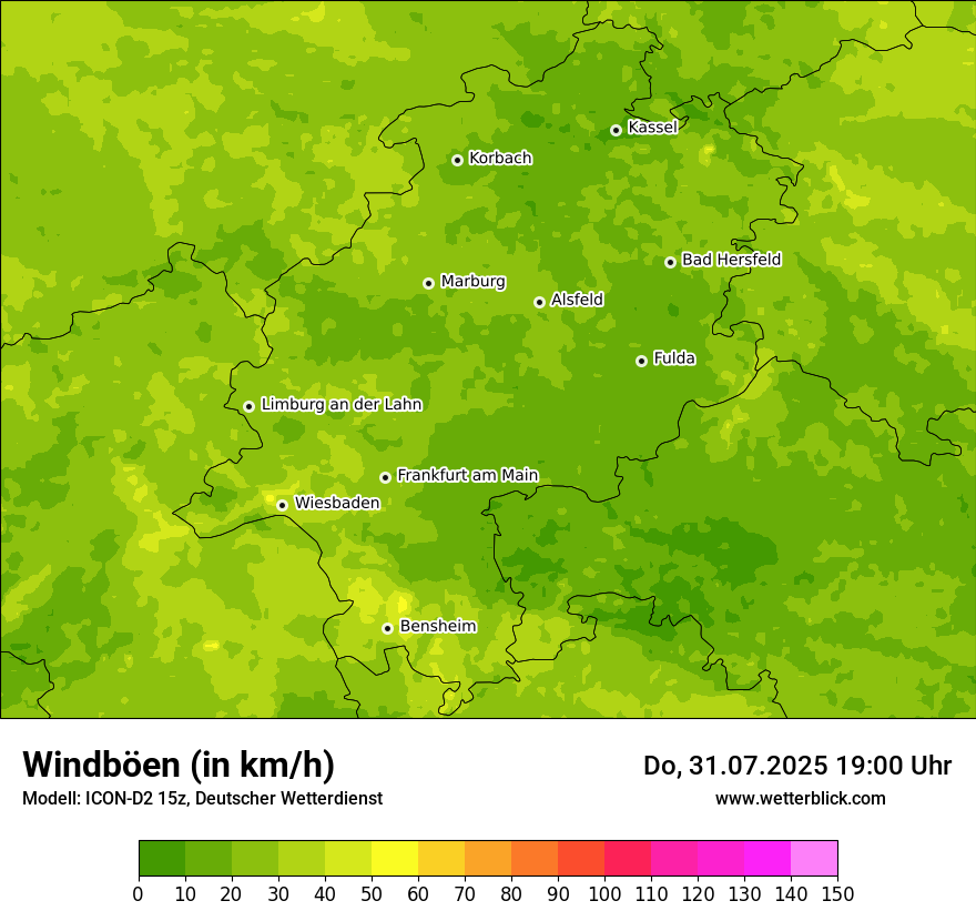 Modellkarten Windgeschwindigkeit