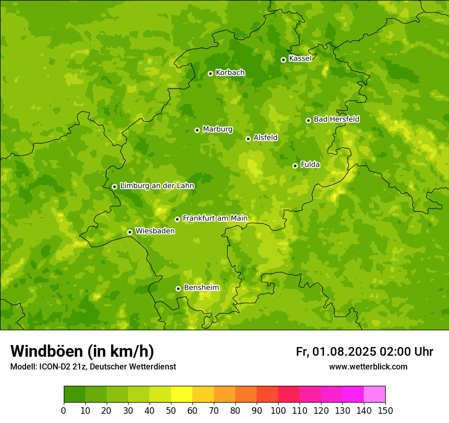 Modellkarten Windgeschwindigkeit
