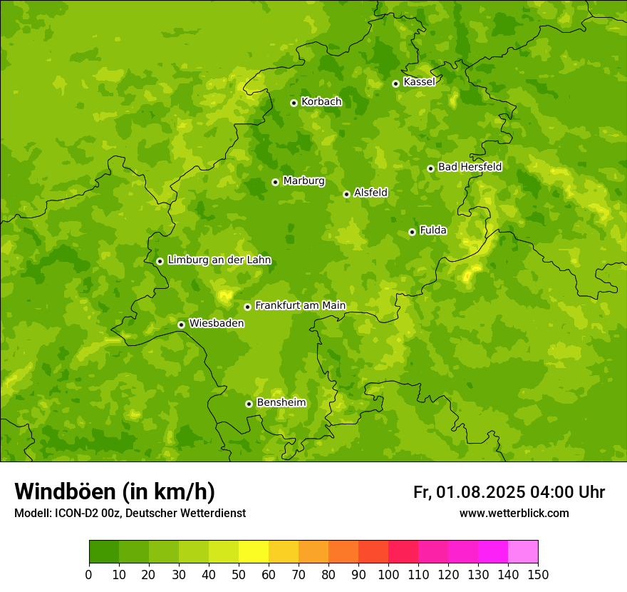 Modellkarten Windgeschwindigkeit