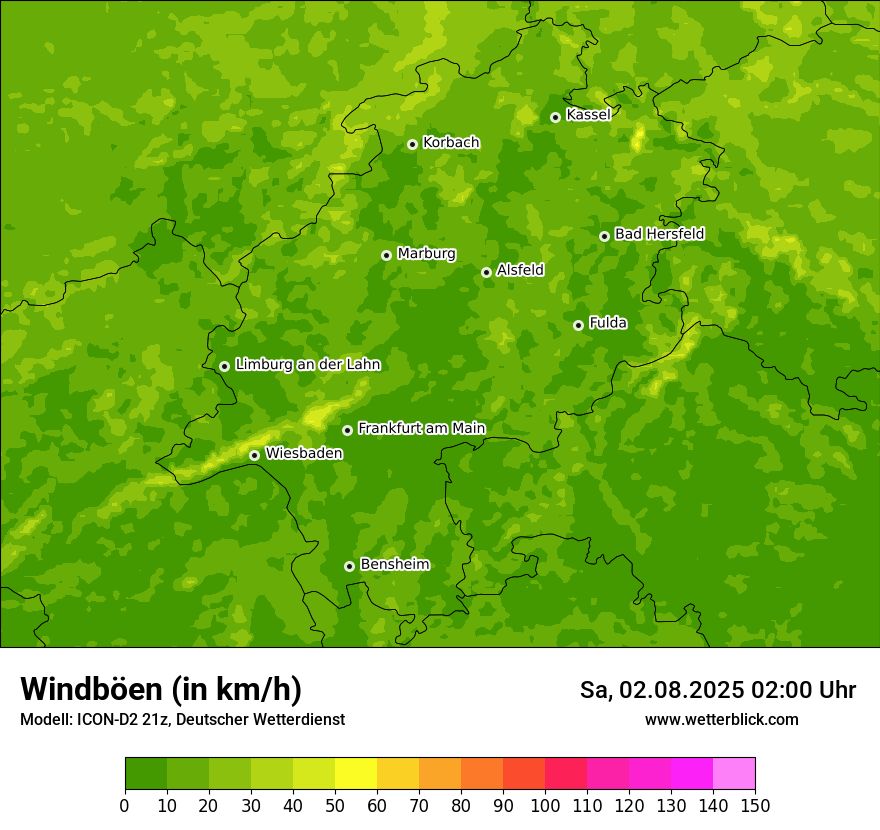 Modellkarten Windgeschwindigkeit