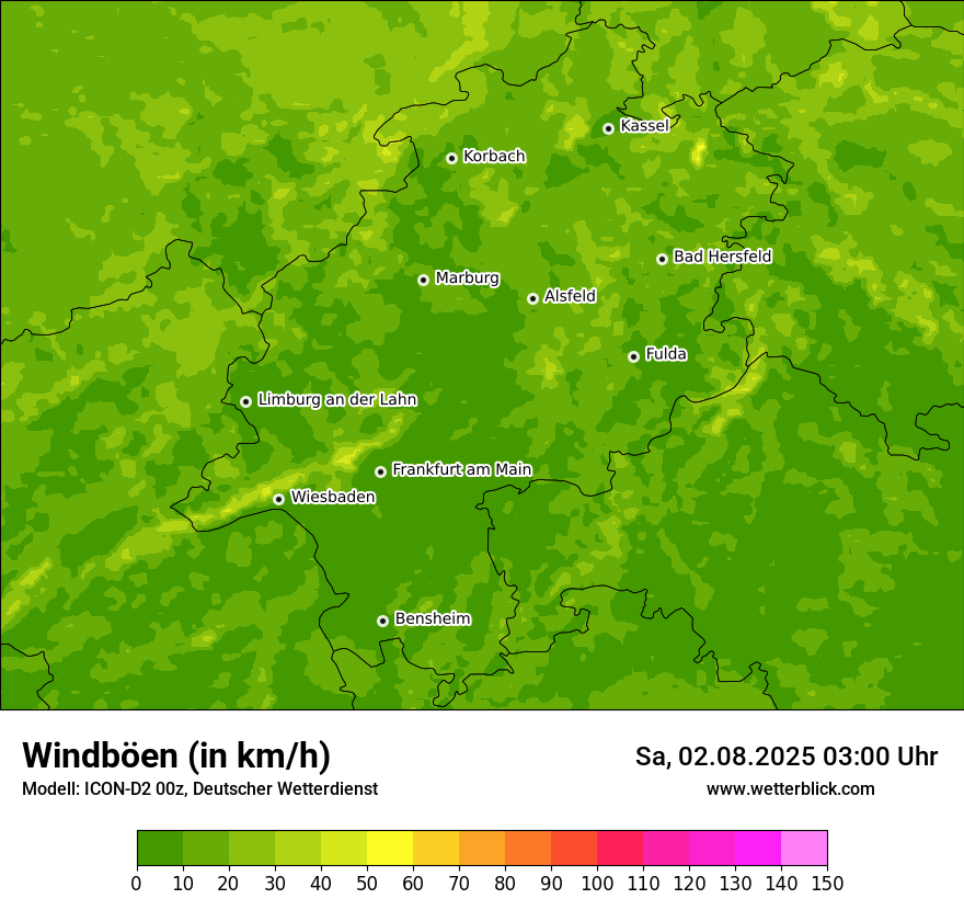 Modellkarten Windgeschwindigkeit