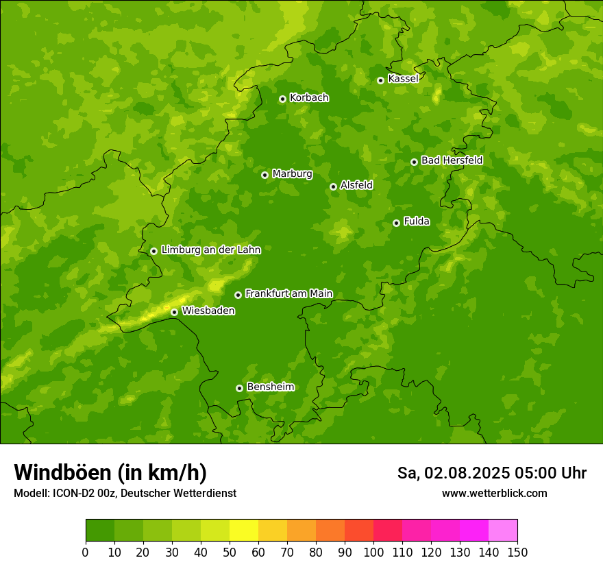Modellkarten Windgeschwindigkeit