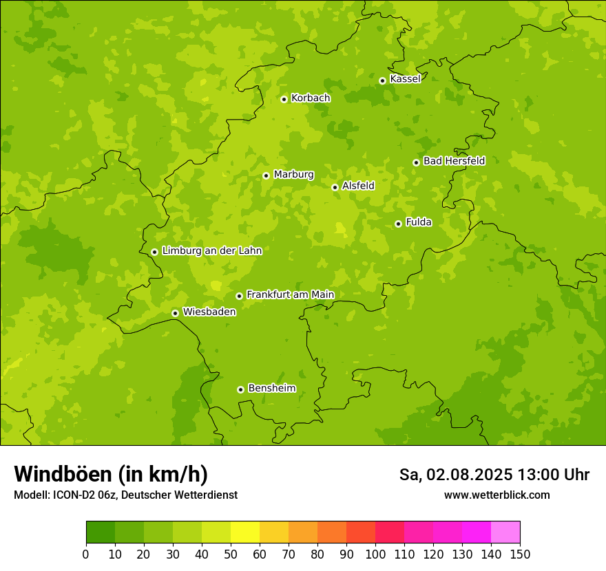 Modellkarten Windgeschwindigkeit
