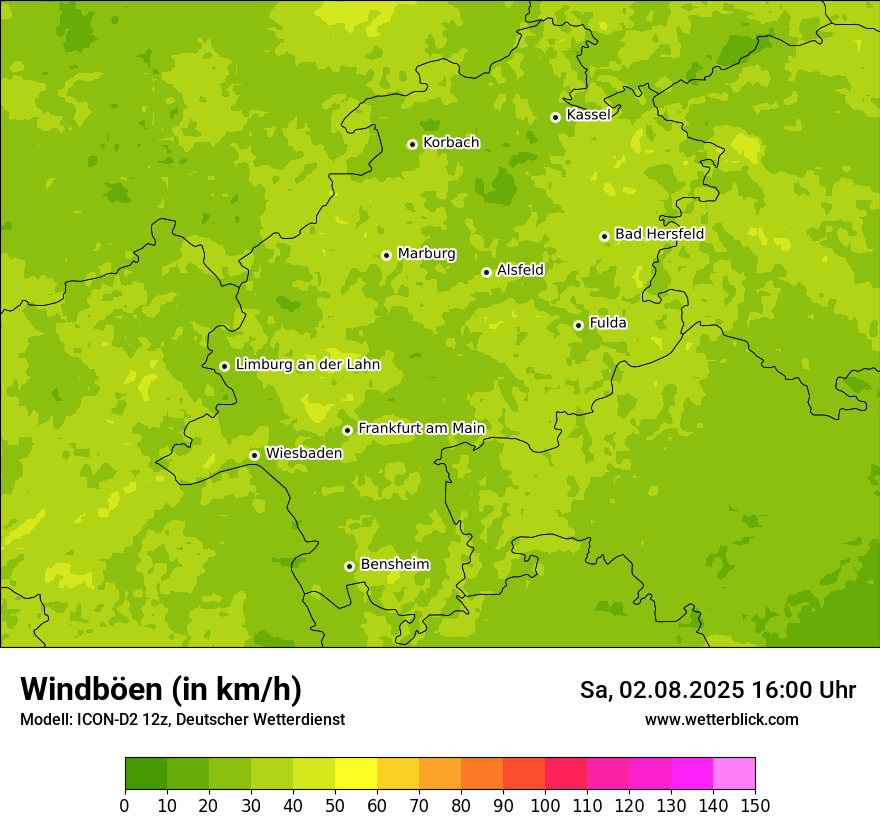 Modellkarten Windgeschwindigkeit