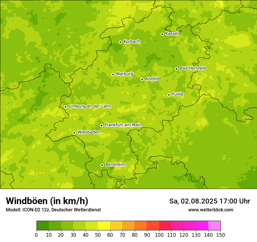 Modellkarten Windgeschwindigkeit