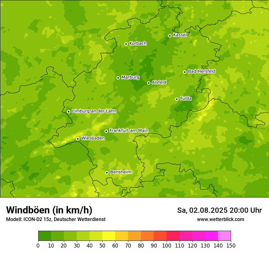 Modellkarten Windgeschwindigkeit