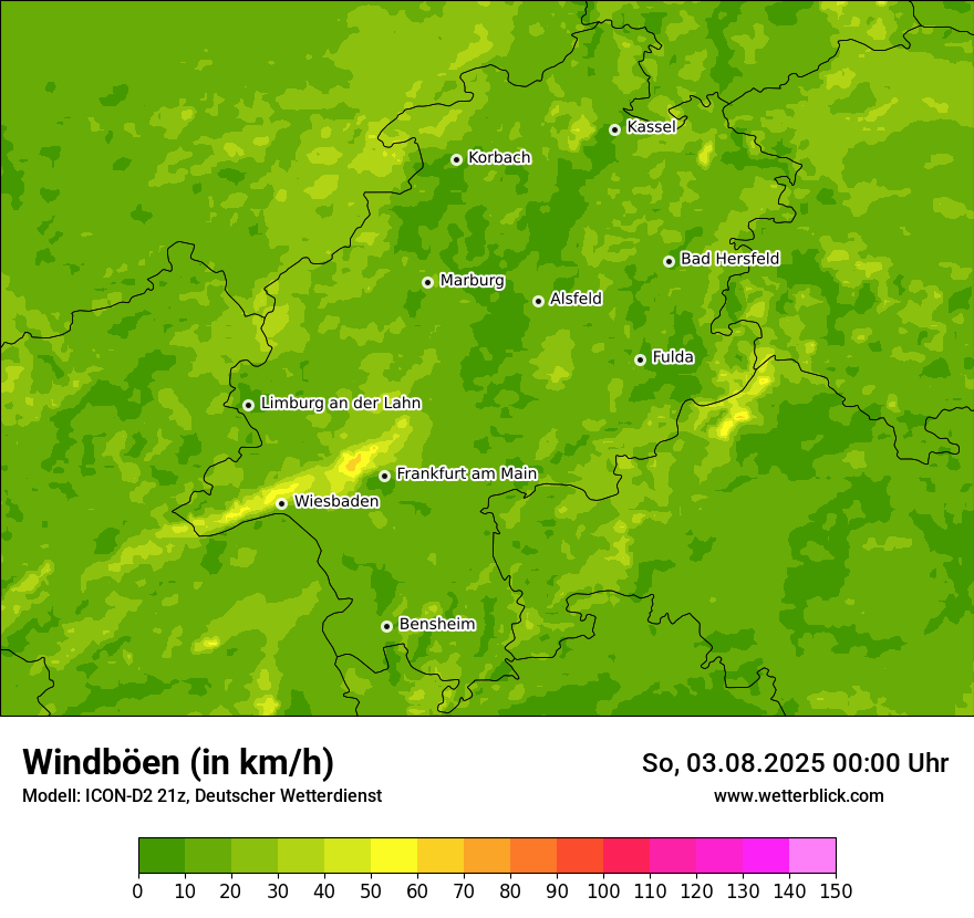 Modellkarten Windgeschwindigkeit