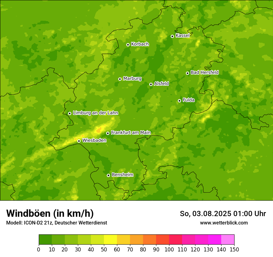 Modellkarten Windgeschwindigkeit