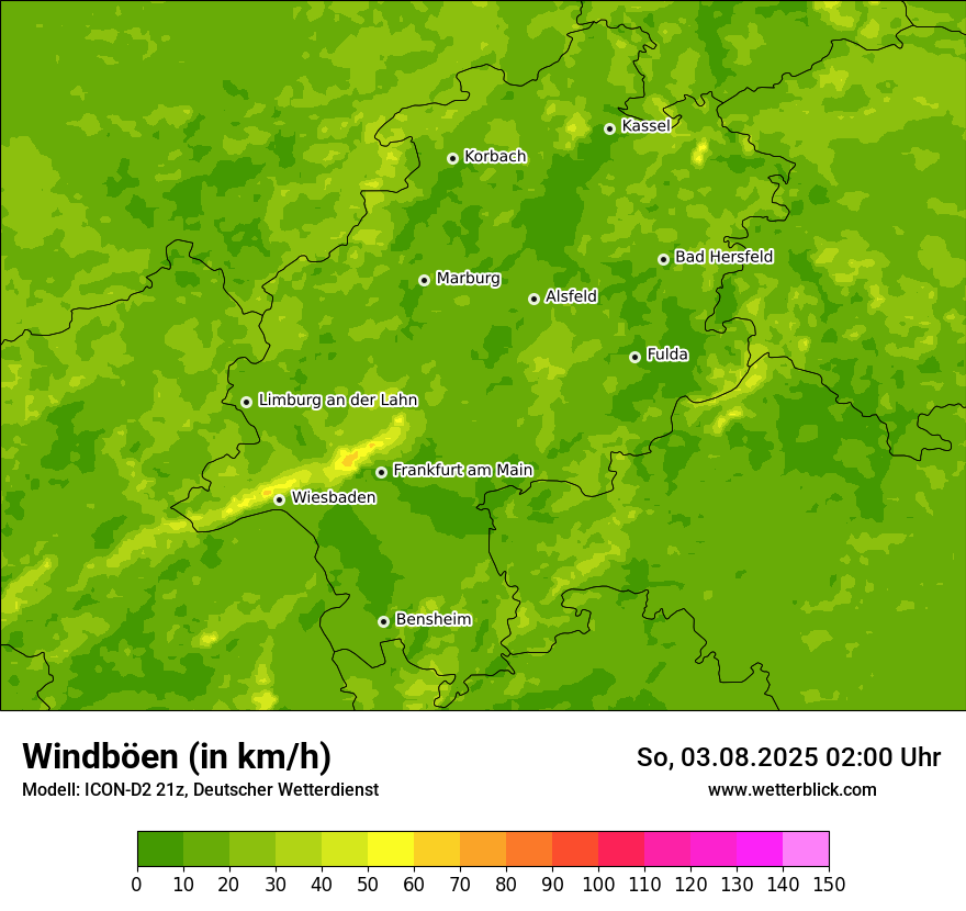 Modellkarten Windgeschwindigkeit