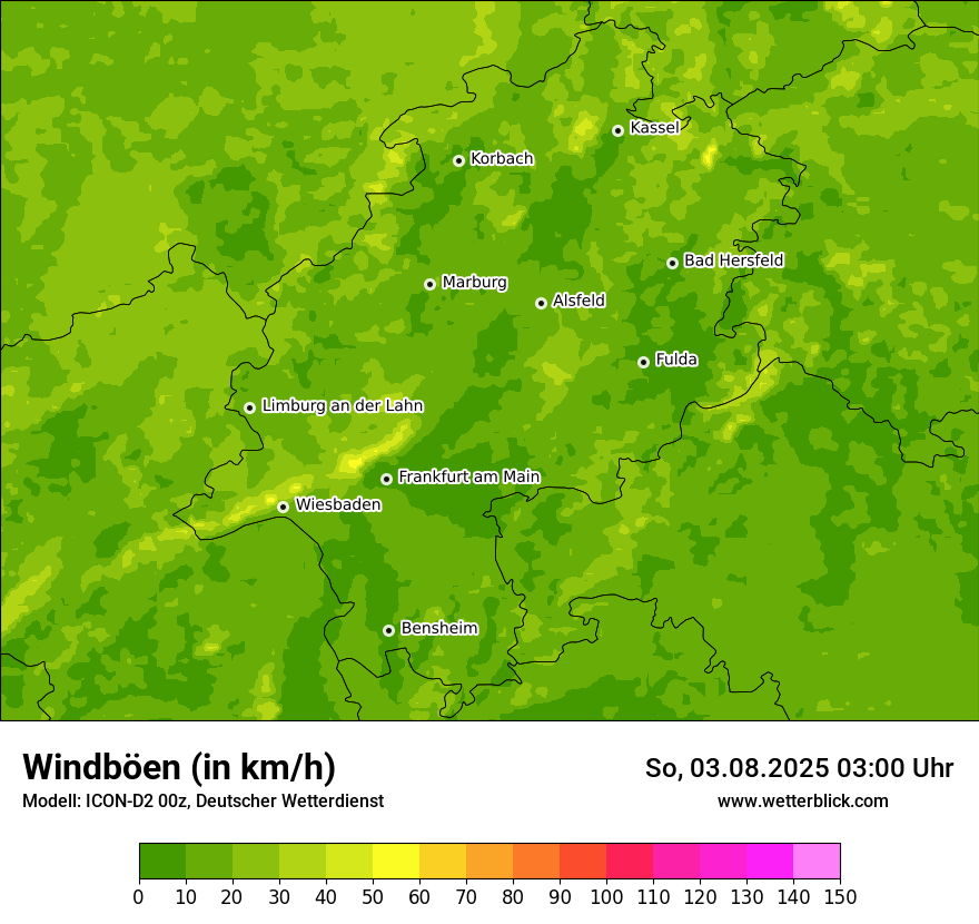 Modellkarten Windgeschwindigkeit