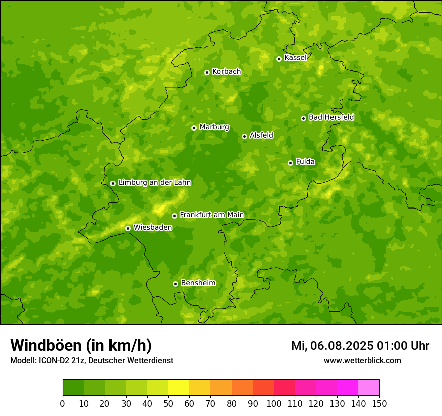 Modellkarten Windgeschwindigkeit