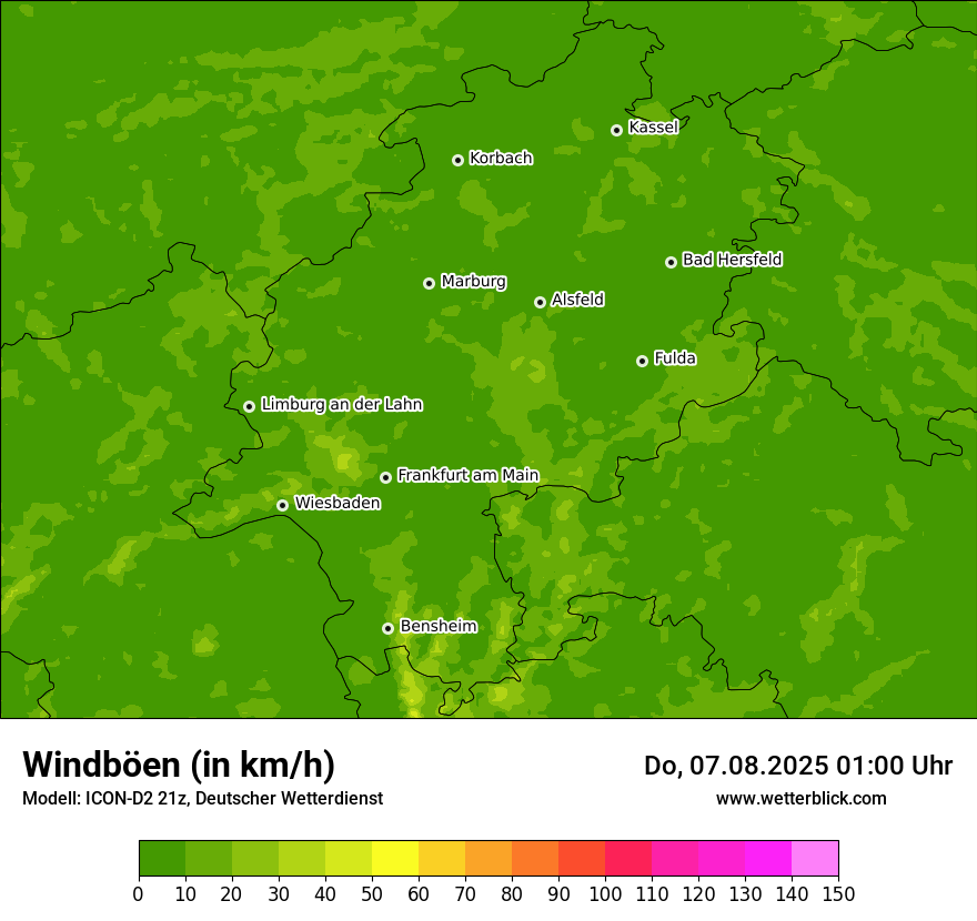 Modellkarten Windgeschwindigkeit