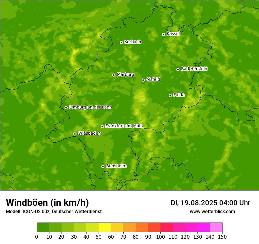 Modellkarten Windgeschwindigkeit
