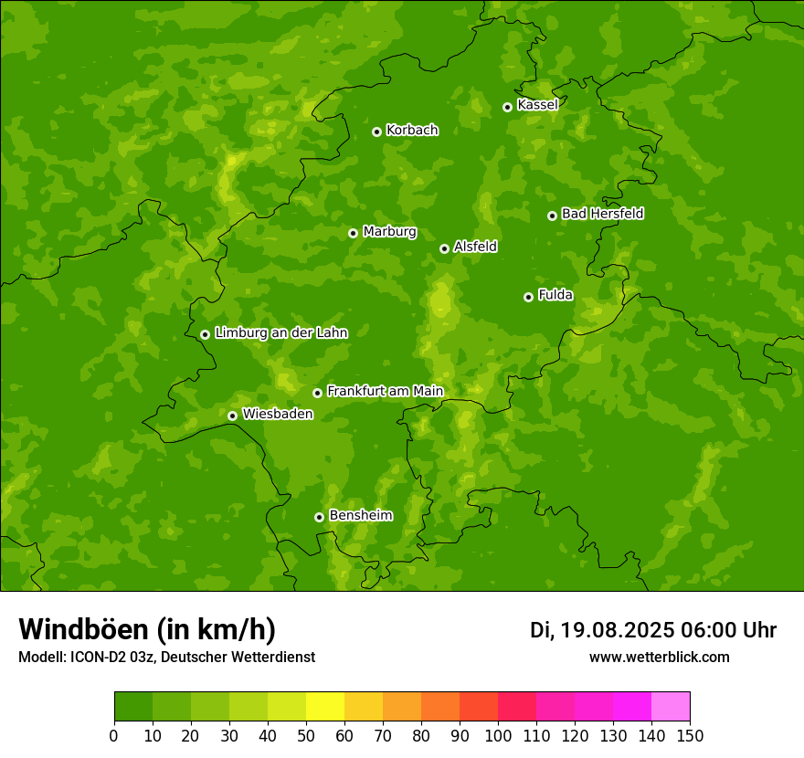 Modellkarten Windgeschwindigkeit