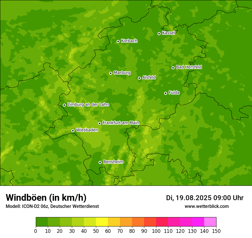 Modellkarten Windgeschwindigkeit
