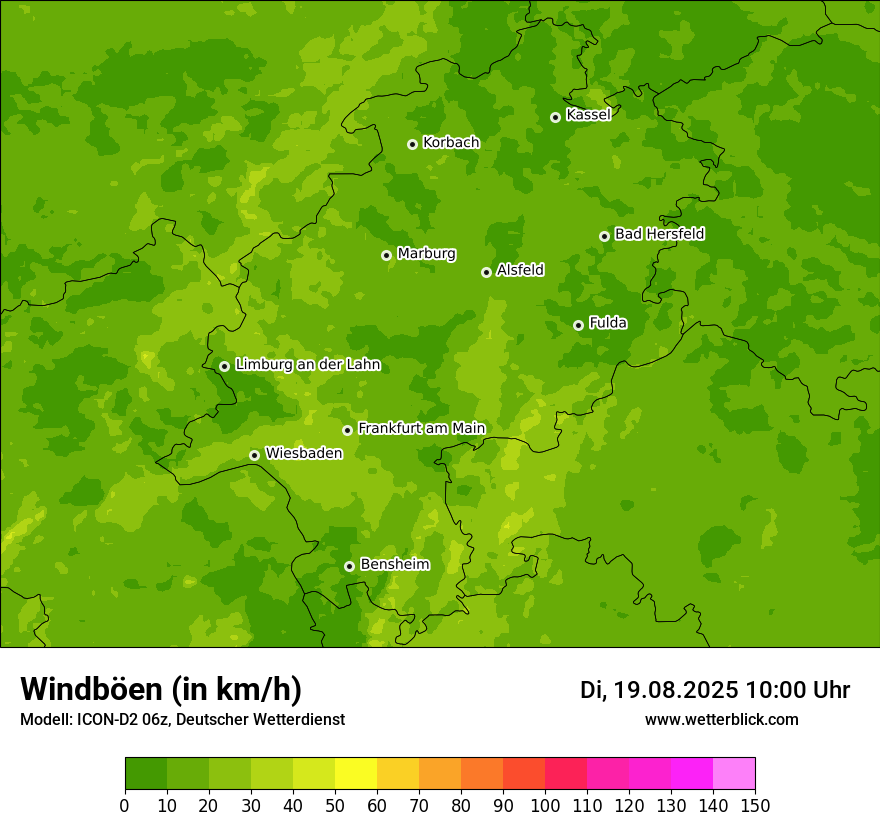 Modellkarten Windgeschwindigkeit