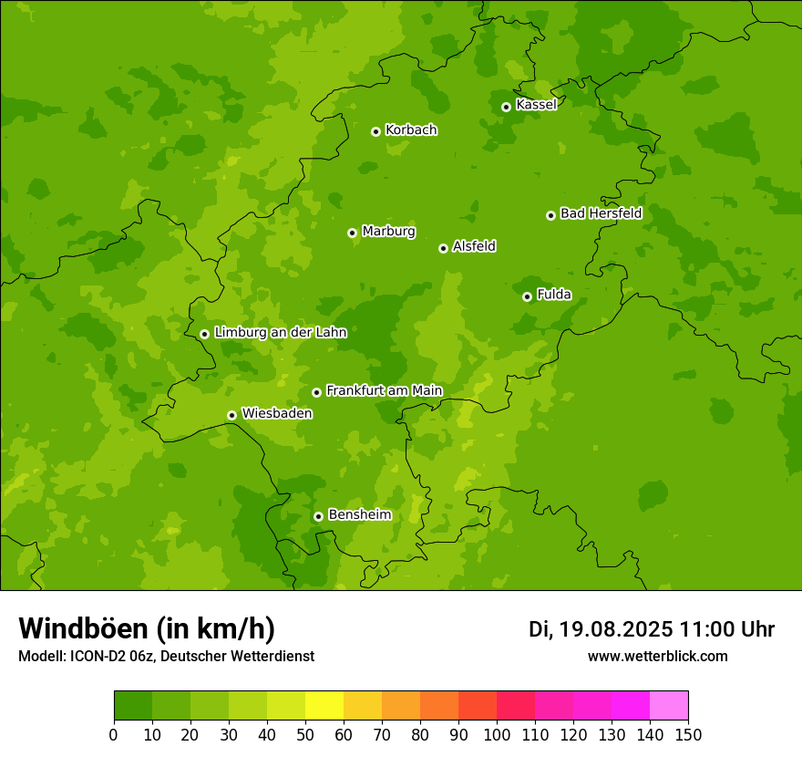 Modellkarten Windgeschwindigkeit