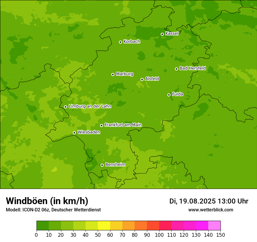 Modellkarten Windgeschwindigkeit