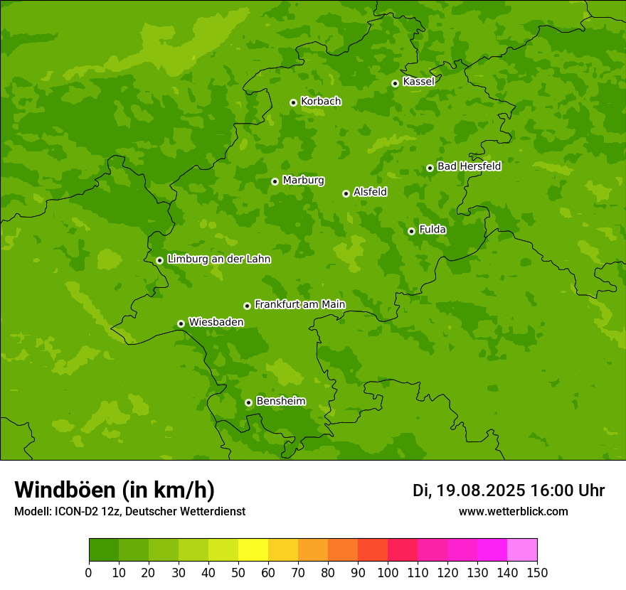 Modellkarten Windgeschwindigkeit