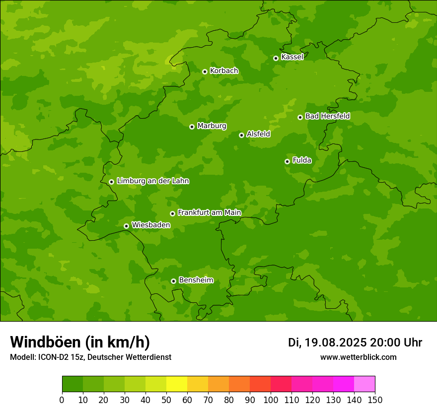 Modellkarten Windgeschwindigkeit