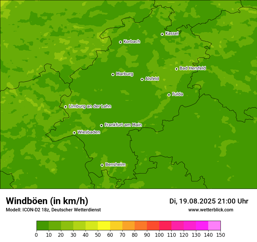 Modellkarten Windgeschwindigkeit
