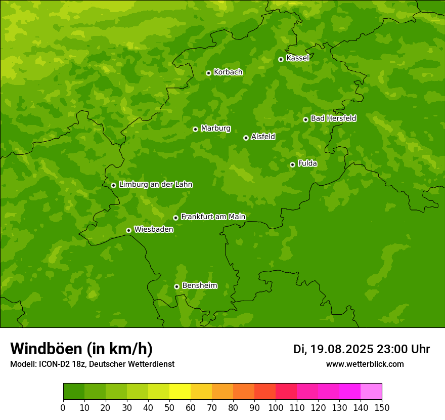 Modellkarten Windgeschwindigkeit
