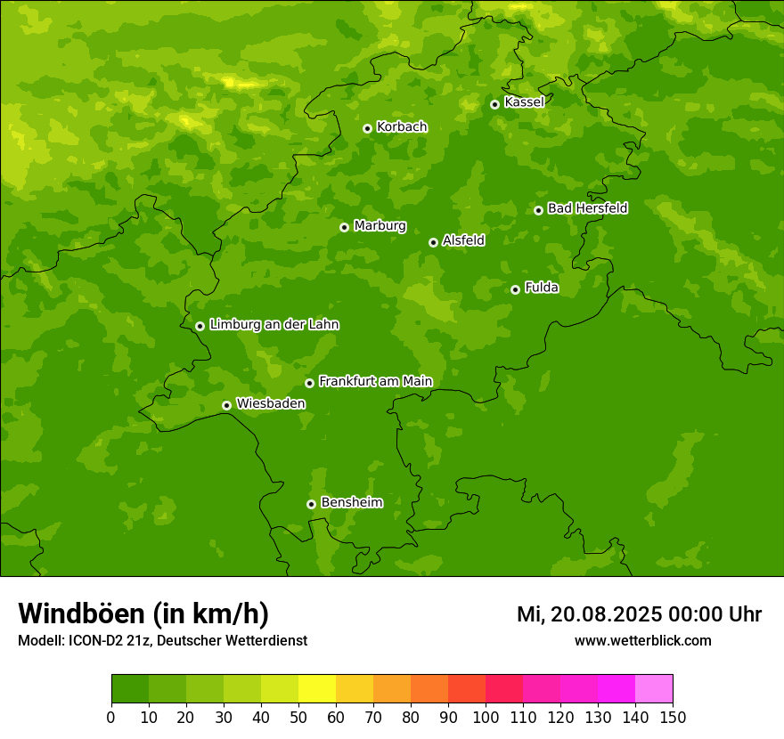 Modellkarten Windgeschwindigkeit