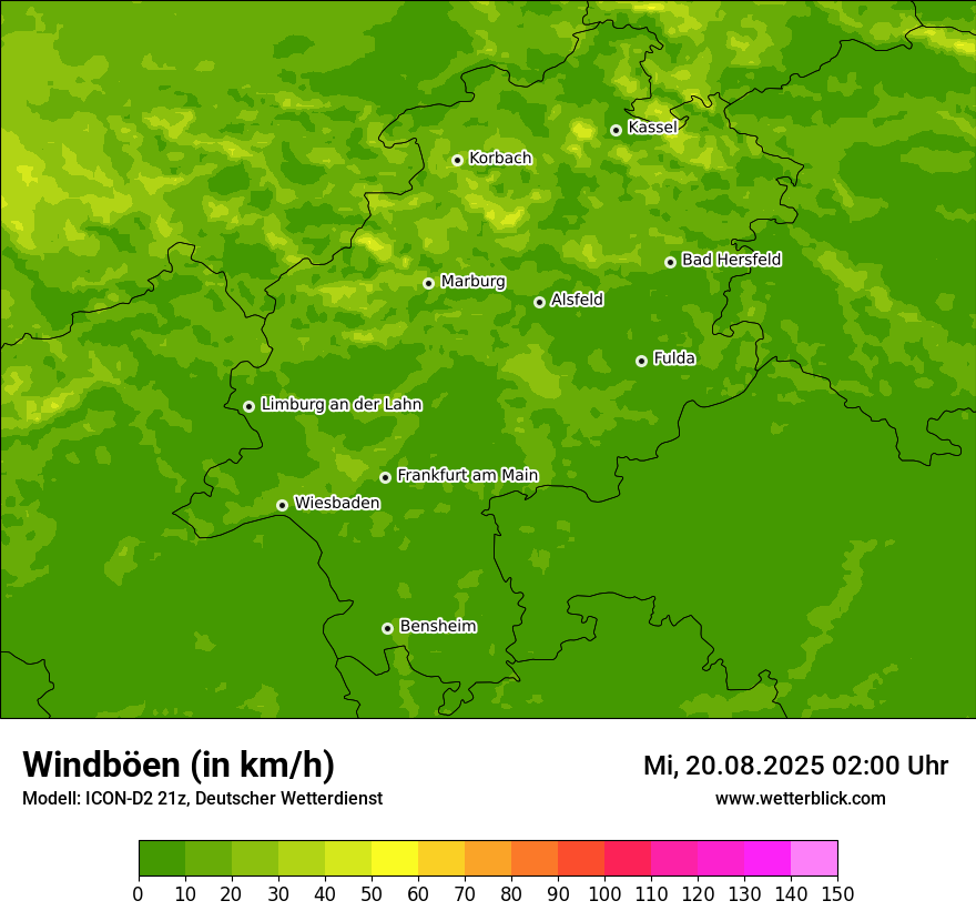 Modellkarten Windgeschwindigkeit