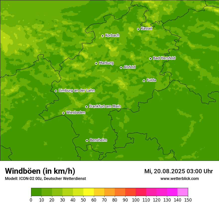 Modellkarten Windgeschwindigkeit