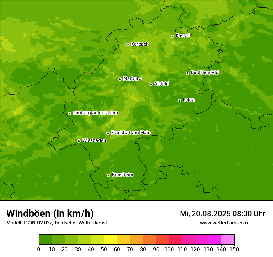Modellkarten Windgeschwindigkeit