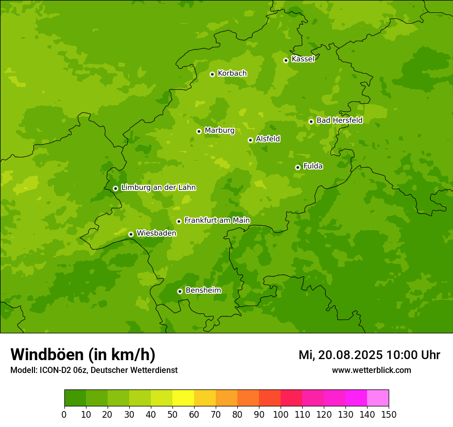 Modellkarten Windgeschwindigkeit