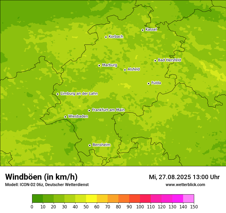 Modellkarten Windgeschwindigkeit