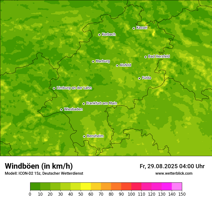 Modellkarten Windgeschwindigkeit