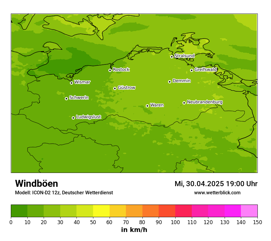 Modellkarten Windgeschwindigkeit