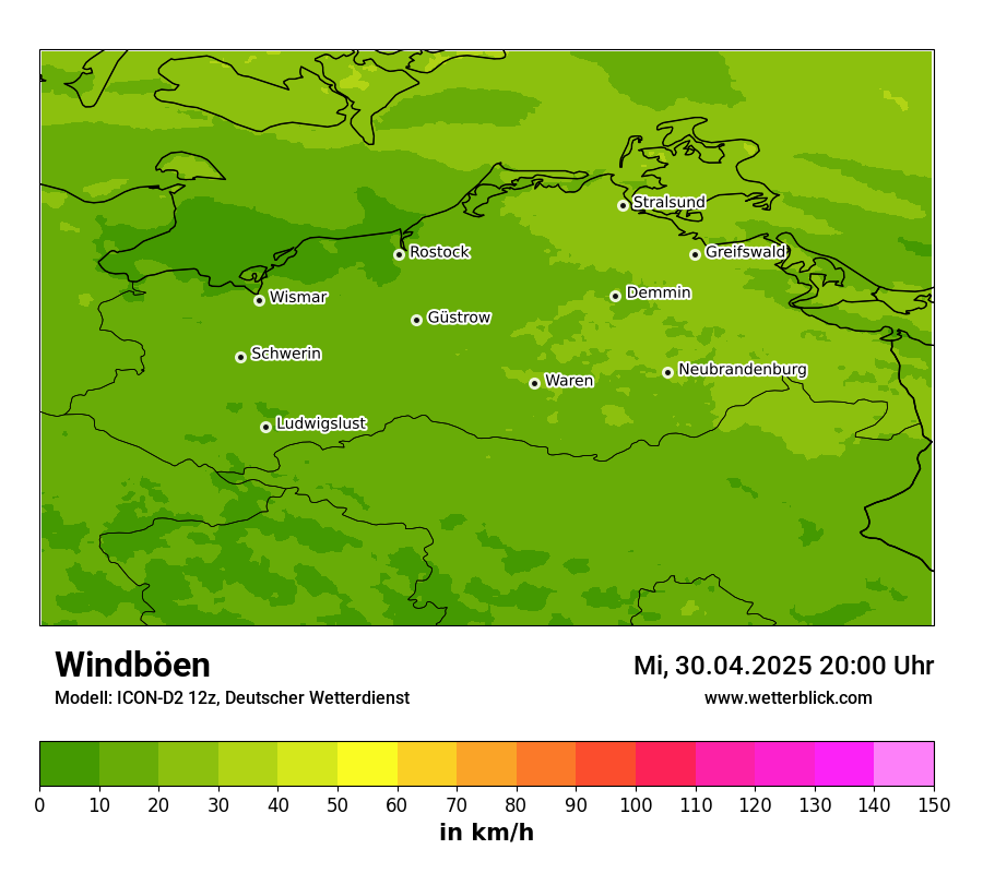 Modellkarten Windgeschwindigkeit