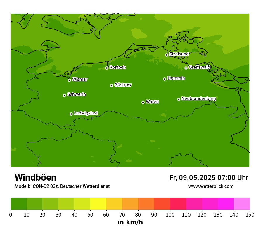 Modellkarten Windgeschwindigkeit