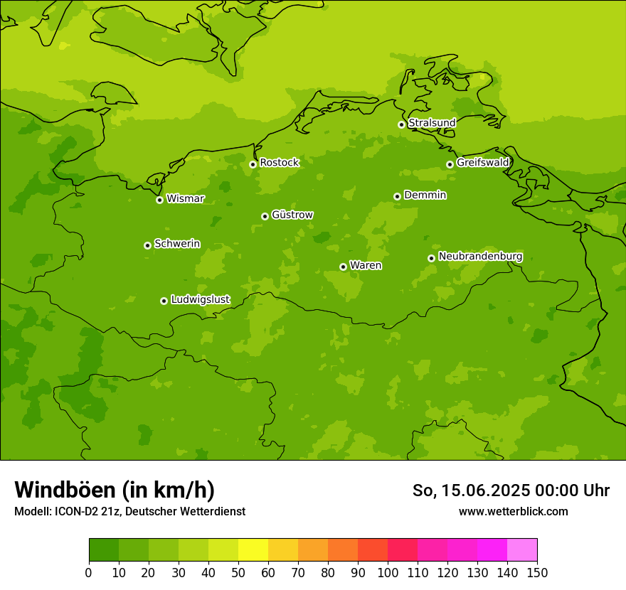 Modellkarten Windgeschwindigkeit