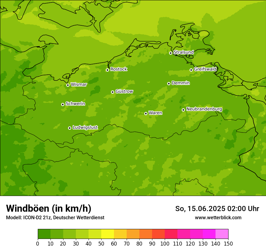 Modellkarten Windgeschwindigkeit