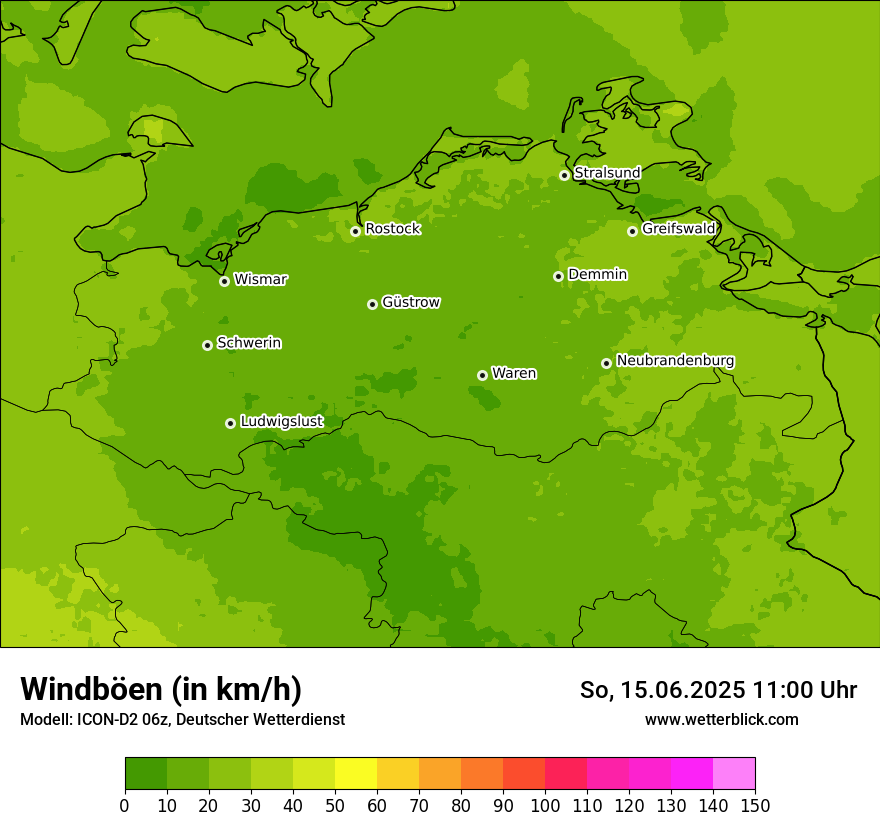 Modellkarten Windgeschwindigkeit