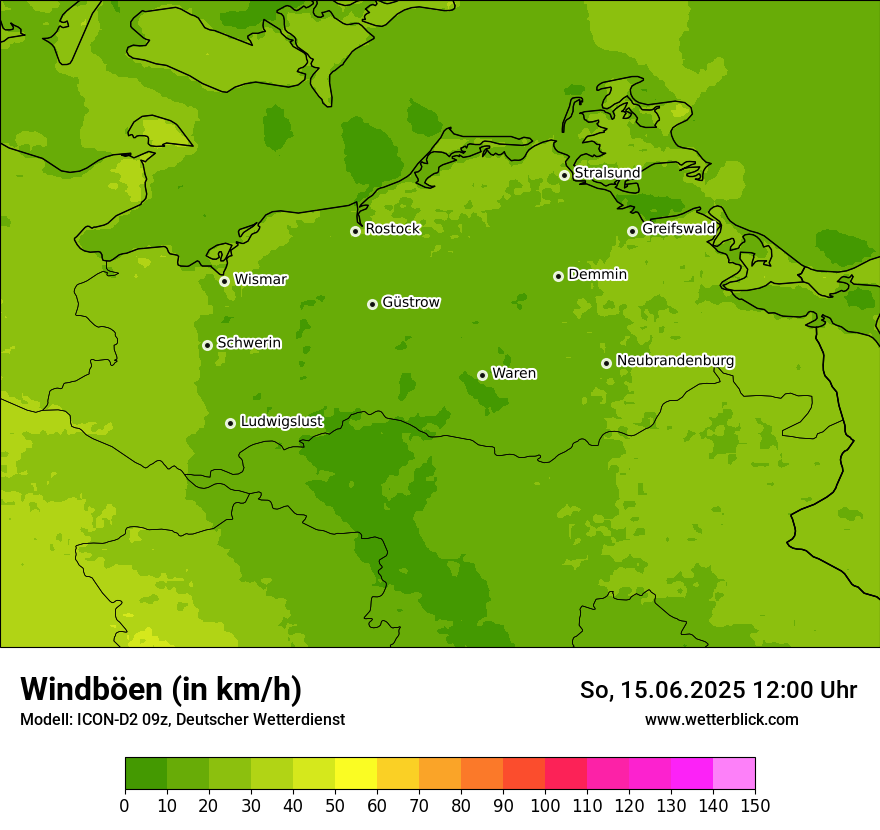 Modellkarten Windgeschwindigkeit